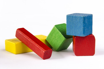Colorful wooden blocks isolated on white background