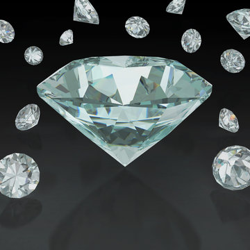 3D illustration of diamond on black background