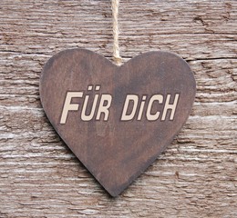 Herz aus Holz mit Abschrift - Für dich
