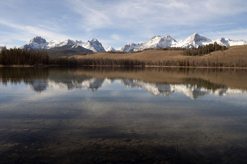 Redfish Lake Water Reflection Sun Valley Idaho Sawtooth Mountain