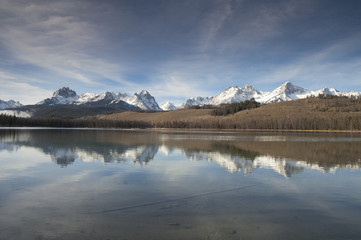 Redfish Lake Water Reflection Sun Valley Idaho Sawtooth Mountain