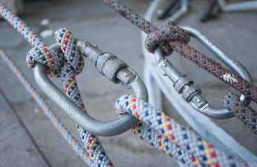 Climbing equipment - knot, rope, carabiner