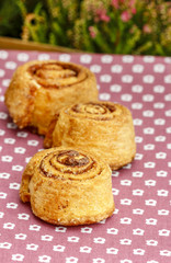 Cinnamon rolls, selective focus