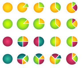 Set of 2D pie diagrams