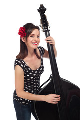 Rockabilly Girl Playing the Stand-Up Bass