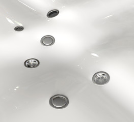 Ceramic surface with bathtub drain plugs