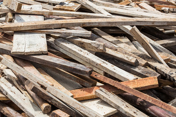 Old lumber in construction site