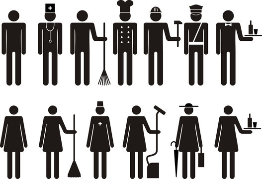 Set of icons of figure people job occupation