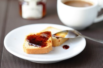 Fresh toast with honey closeup