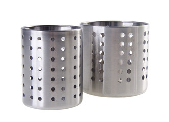 Kitchen utensils holder on background.