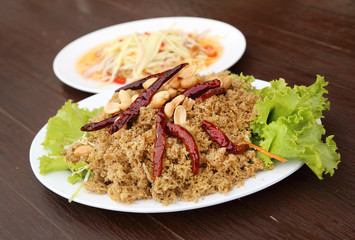 Crispy catfish salad with green mango