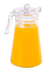 Orange juice in jar. on background
