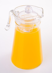 Orange juice in jar. on background
