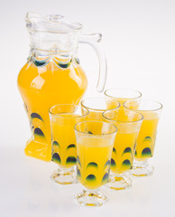 Orange juice in jar. on background