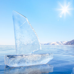 Yacht à glace en hiver Baical