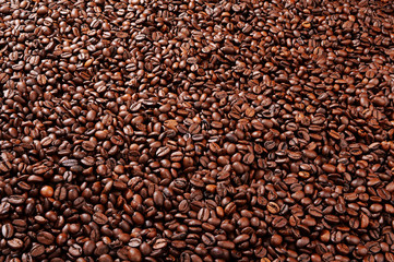 Brown coffee beans for background and texture