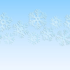 Blue and white paper snowflakes christmas seamless pattern