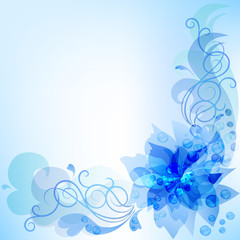 Fototapeta na wymiar Blue abstract flowers