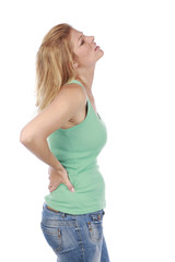 Fototapeta premium Frau mit Rückenschmerzen - woman with back pain