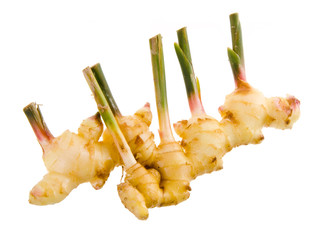 Ginger root on the background