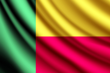 Waving flag of Benin, vector