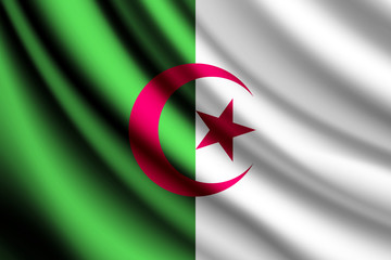 Waving flag of Algeria, vector