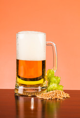 mug of beer on table