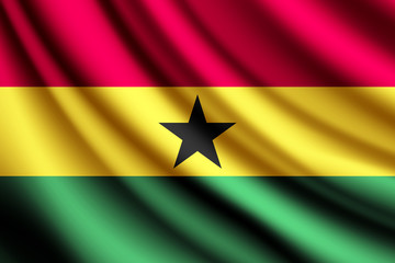 Waving flag of Ghana, vector