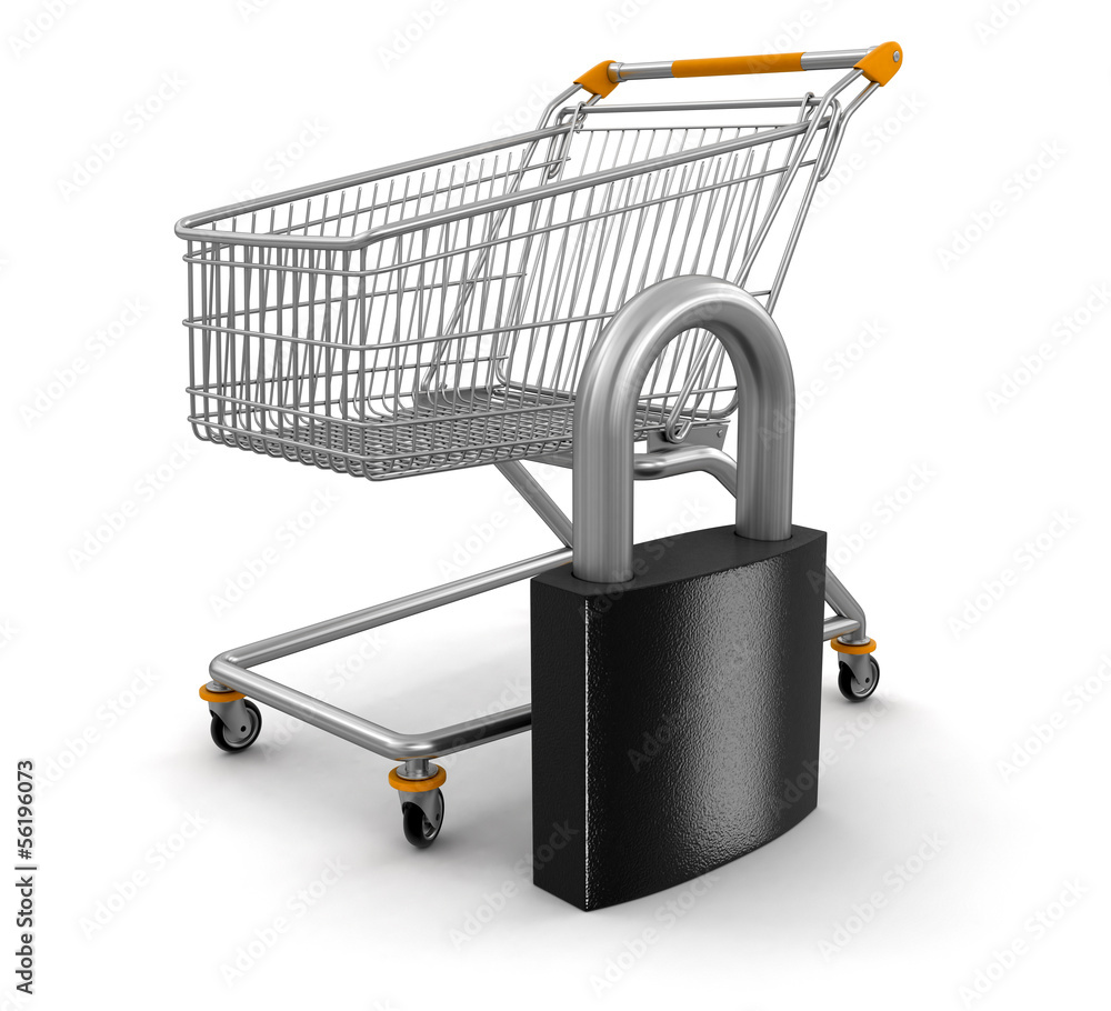 Poster shopping cart and lock (clipping path included)