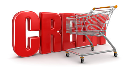 Shopping Cart and credit  (clipping path included)