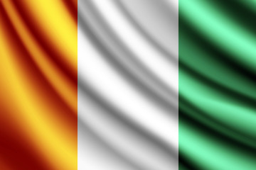 Waving flag of Ivory Coast, vector