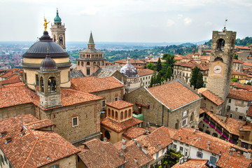 Fototapeta premium View of the upper city center of Bergamo, Lombardy, Italy