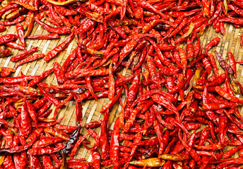 Red Chili peppers on basket