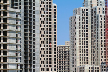 Fototapeta na wymiar Construction of high residential or office buildings