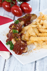 Currywurst with French Fries