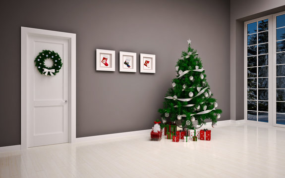 Christmas interior with door