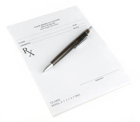 Empty medical prescription isolated on white