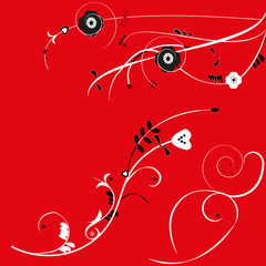 Red&Black&White Flower Vector Background