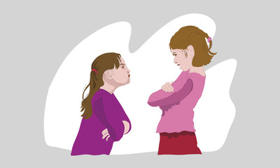 The quarrel of two girls