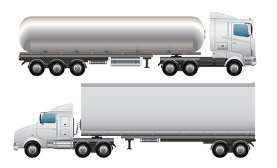 Cargo and tanker truck