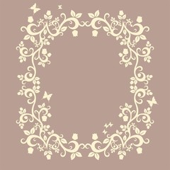 brown or fallow beautiful illustration of floral ornament