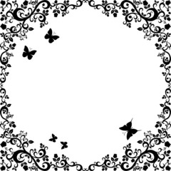 black white beautiful illustration of floral ornament