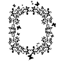 black white beautiful illustration of floral ornament