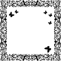 black white beautiful illustration of floral ornament