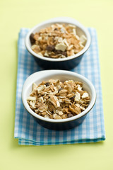 muesli in ceramic bowls