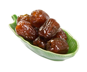 Dried preserved. Sweet syrup monkey apple or Chinese date on bac