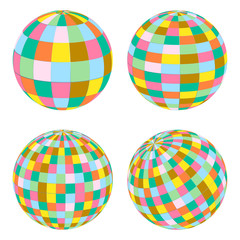 Disco balls set retro vector background