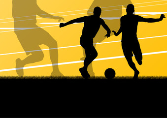 Soccer football player active sport silhouette vector background