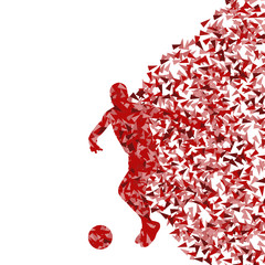 Soccer player vector background concept made of fragments