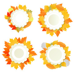 Autumn leaves background vector banner template